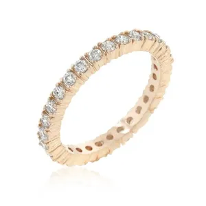 WildKlass Rose Gold Finish Cubic Zirconia Eternity Band