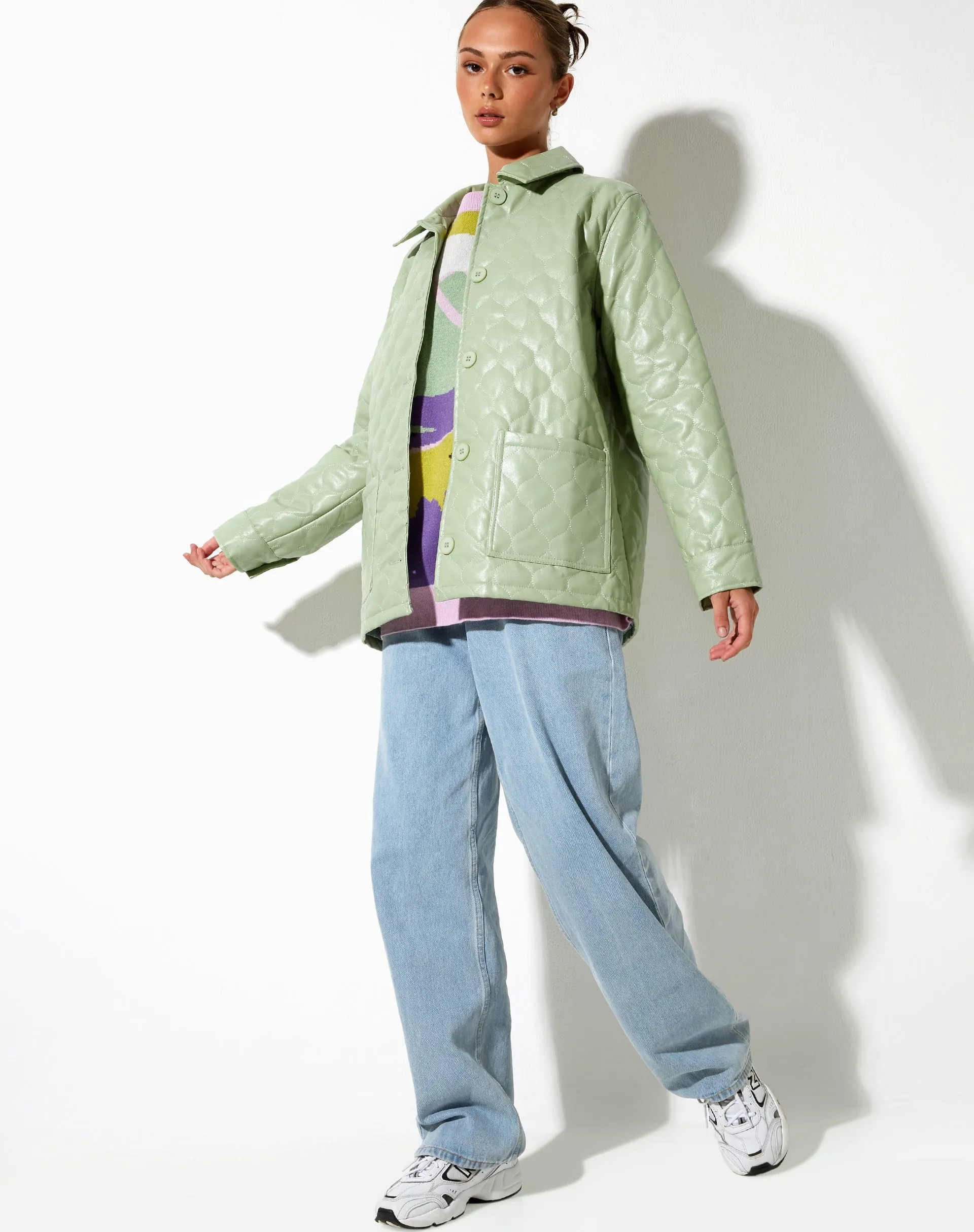 Winka Jacket in Quilted PU Pastel Mint