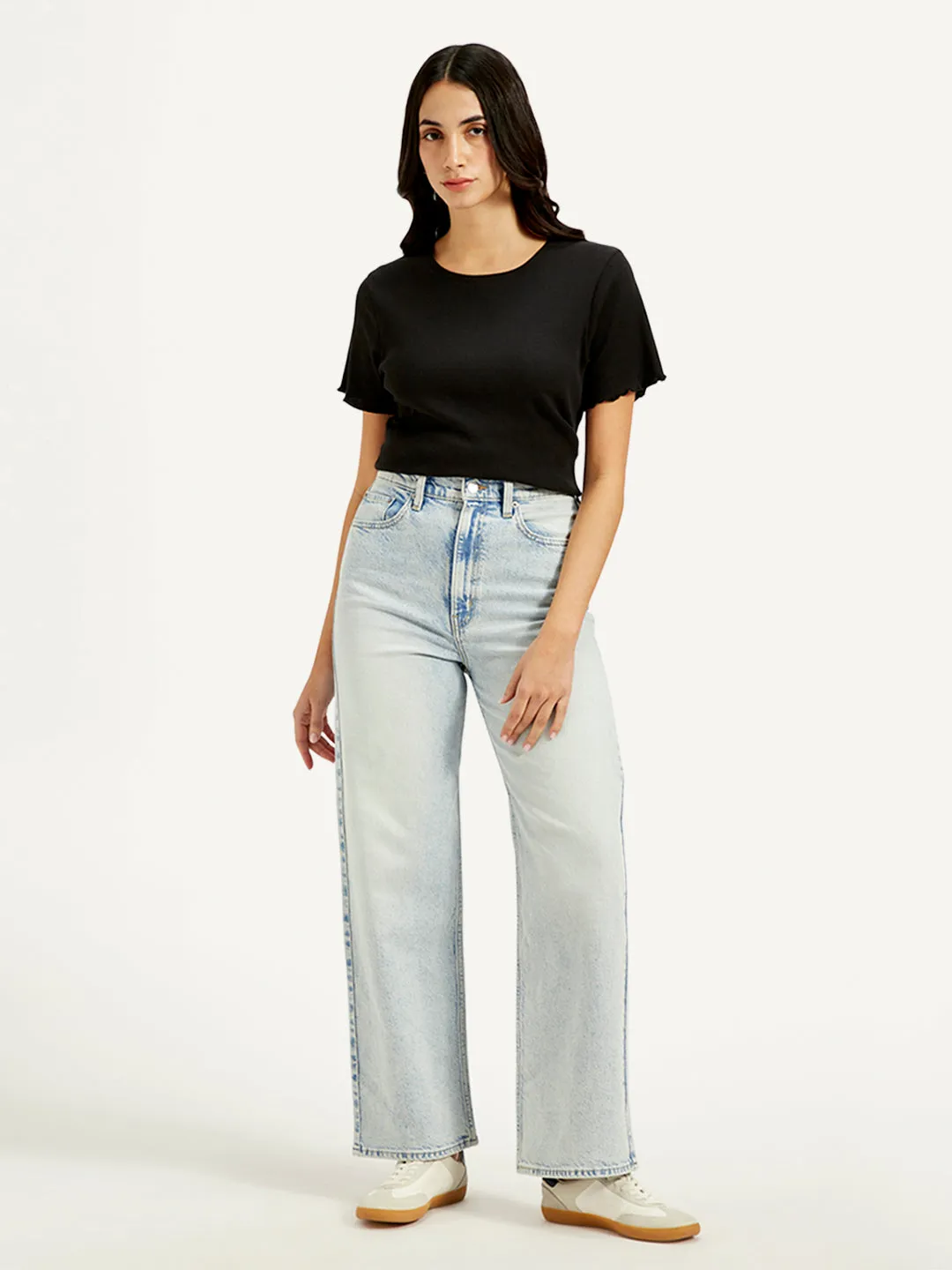 Women's High Rise Loose Fit Light-Blue Jeans