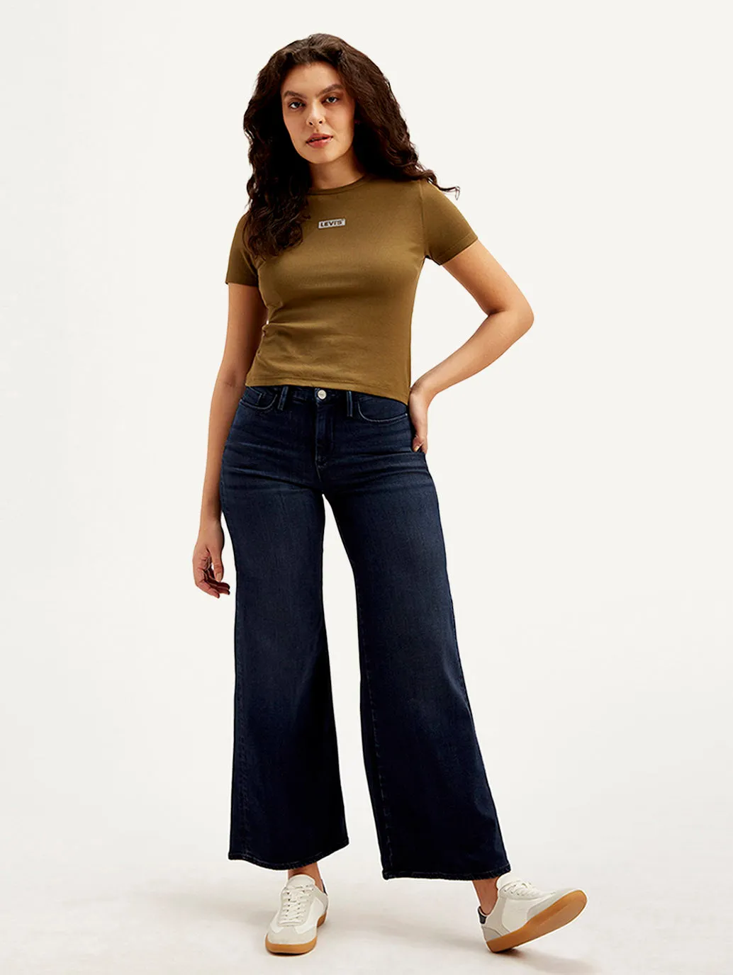 Women's Mid Rise Flared Navy Jeans