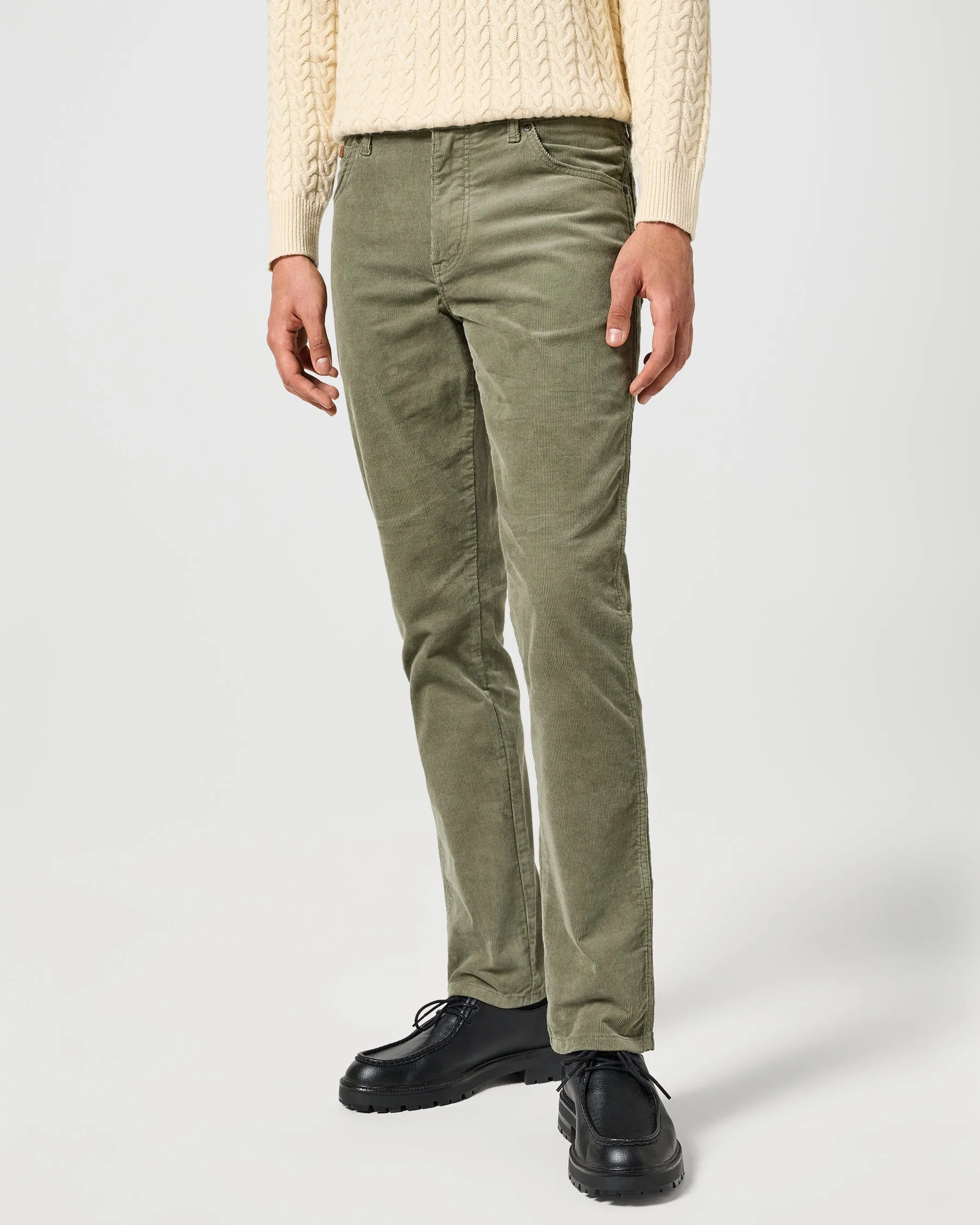 Wrangler Texas SLIM Mens Cords - Dusty Olive