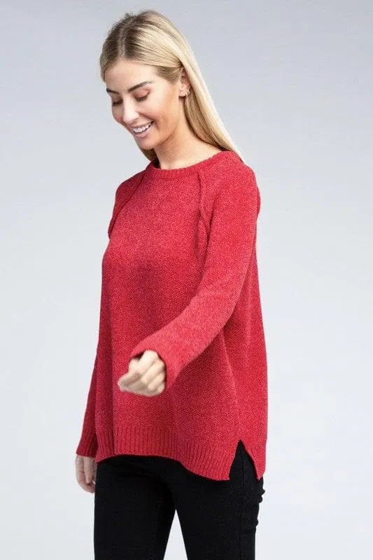 Zenana Raglan Chenille Sweater