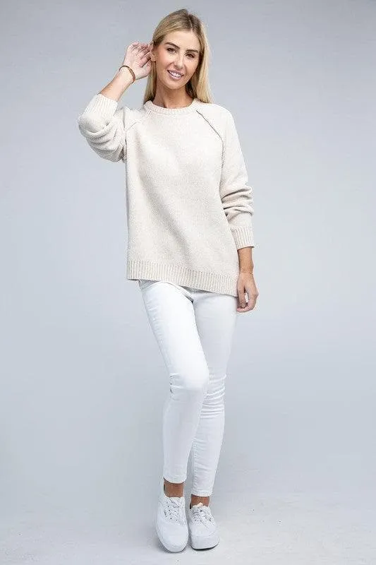 Zenana Raglan Chenille Sweater