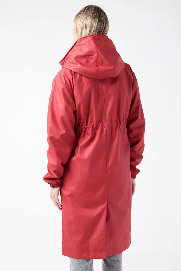 Zoe Longline Red Rain Coat