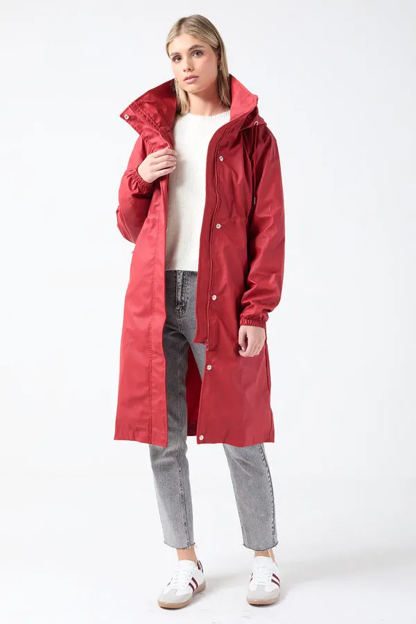 Zoe Longline Red Rain Coat